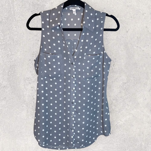 Express Tops - Express Sleeveless Button-Down Blouse